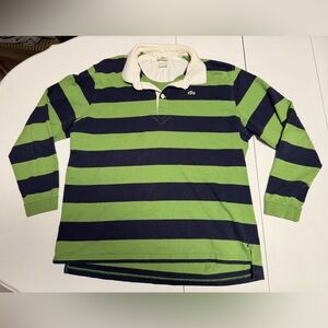Lacoste green & navy striped rugby shirt